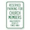 Signmission Reserved Parking for Church Members Una Heavy-Gauge Aluminum Sign, 12" x 18", A-1218-23125 A-1218-23125 - alternate 1